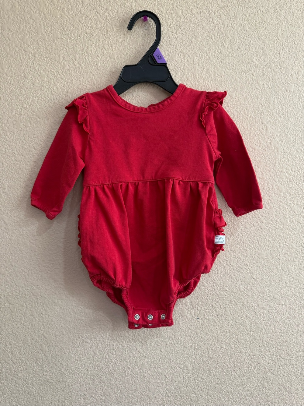 3-6 month Red Baby Ruffle Long Sleeve Onesie